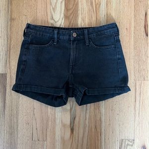 Black denim shorts